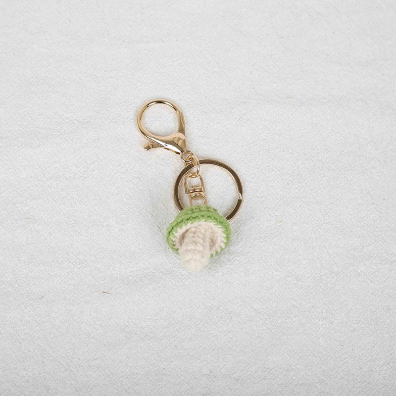 Multicolor Small Mushroom Crochet Keyrings Handmaking Knitted Mini Mushroom Keychains Custom Accessories Wholesale Car Keychains