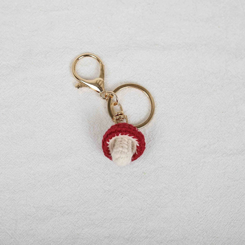 Multicolor Small Mushroom Crochet Keyrings Handmaking Knitted Mini Mushroom Keychains Custom Accessories Wholesale Car Keychains