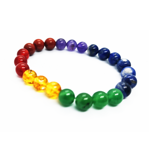 Seven Chakra Bracelet with 8mm Beads – Balance, Harmony & Energy