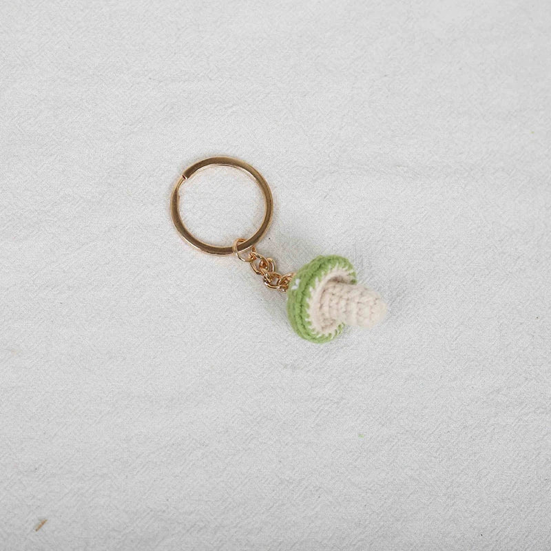 Multicolor Small Mushroom Crochet Keyrings Handmaking Knitted Mini Mushroom Keychains Custom Accessories Wholesale Car Keychains