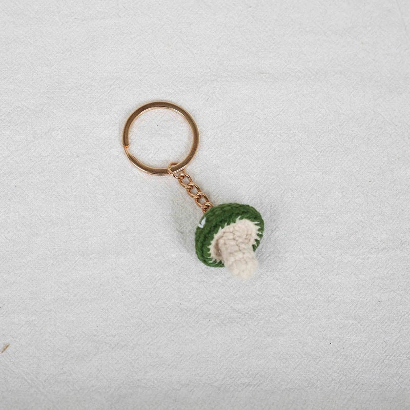 Multicolor Small Mushroom Crochet Keyrings Handmaking Knitted Mini Mushroom Keychains Custom Accessories Wholesale Car Keychains