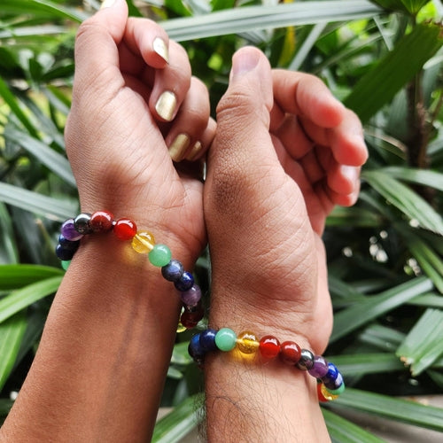 Seven Chakra Bracelet with 8mm Beads – Balance, Harmony & Energy