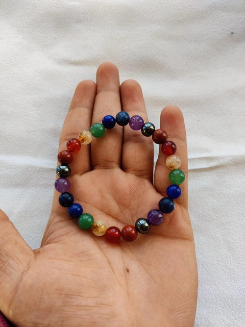 Seven Chakra Bracelet with 8mm Beads – Balance, Harmony & Energy
